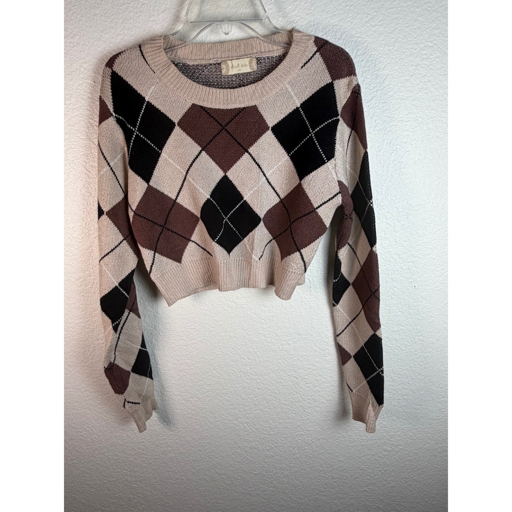 ALTARD STATE Y2K Preppy Sweater Viscose XS knit Brown Argyle Old Money Academia